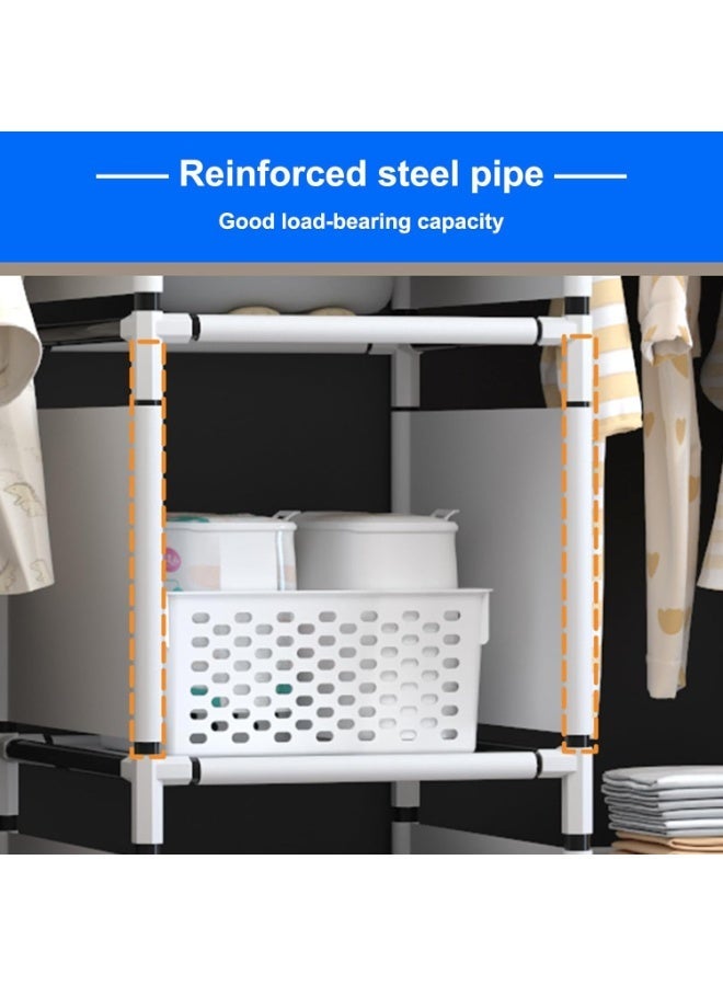 منظم خزانة متنقل مع 6 أرفف تخزين، و2 قسم تعليق، و4 جيوب جانبية - Image 3